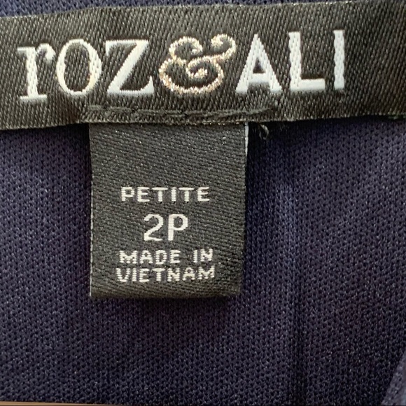 Roz & Ali Dress w Silver Metal Y2K Back Zipper & Oversized Botanical Print sz 2P - Picture 5 of 14